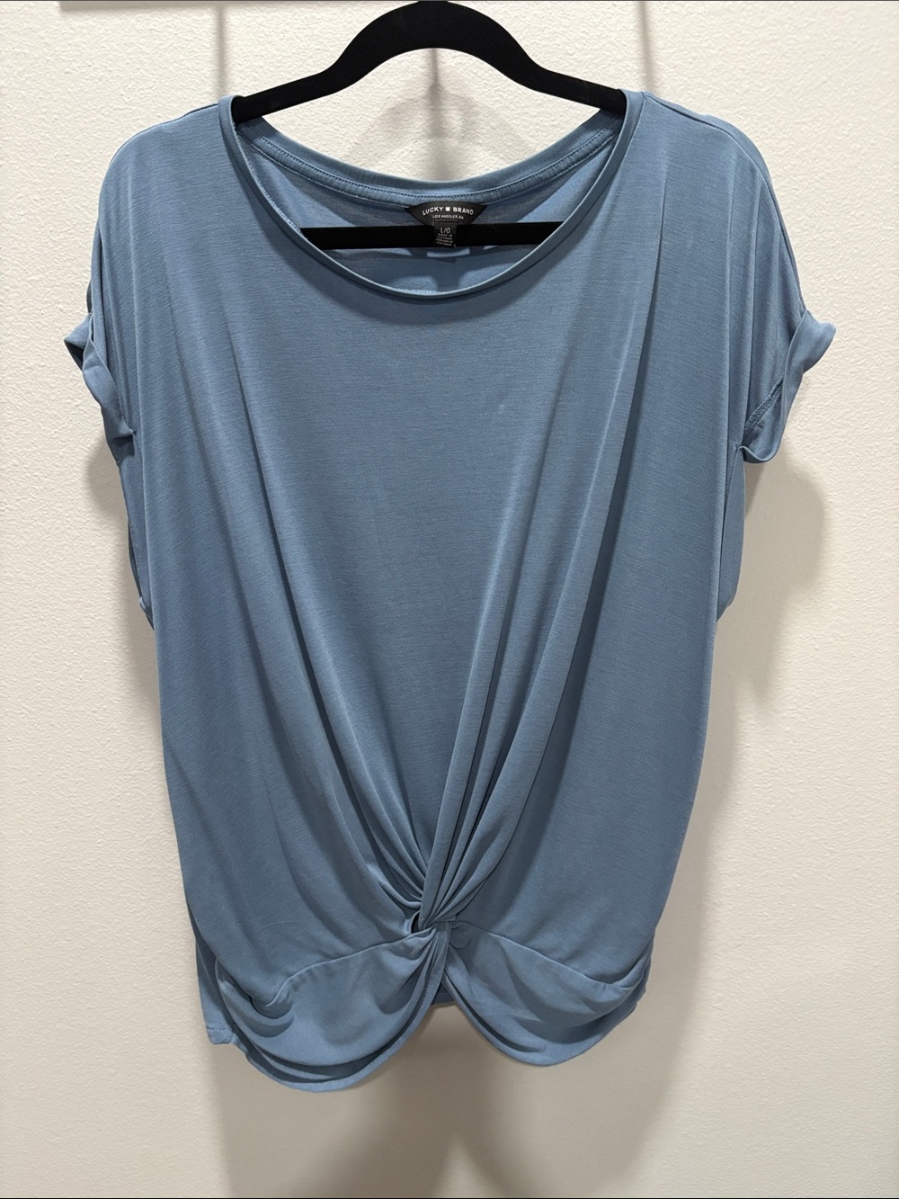 Lucky Brand Dusty Blue Twist-Knot Short Sleeve Tee